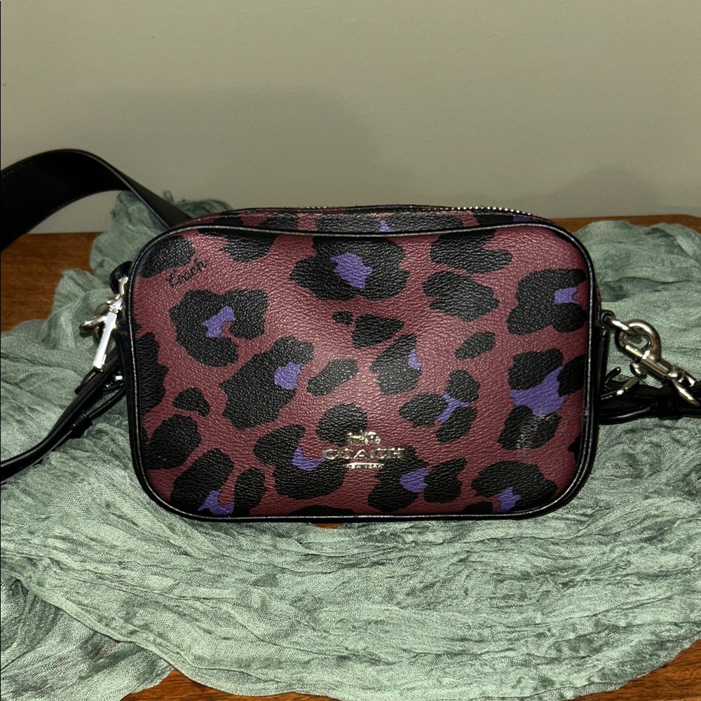 Coach Animal Print Crossbody Bag - Purple and Black